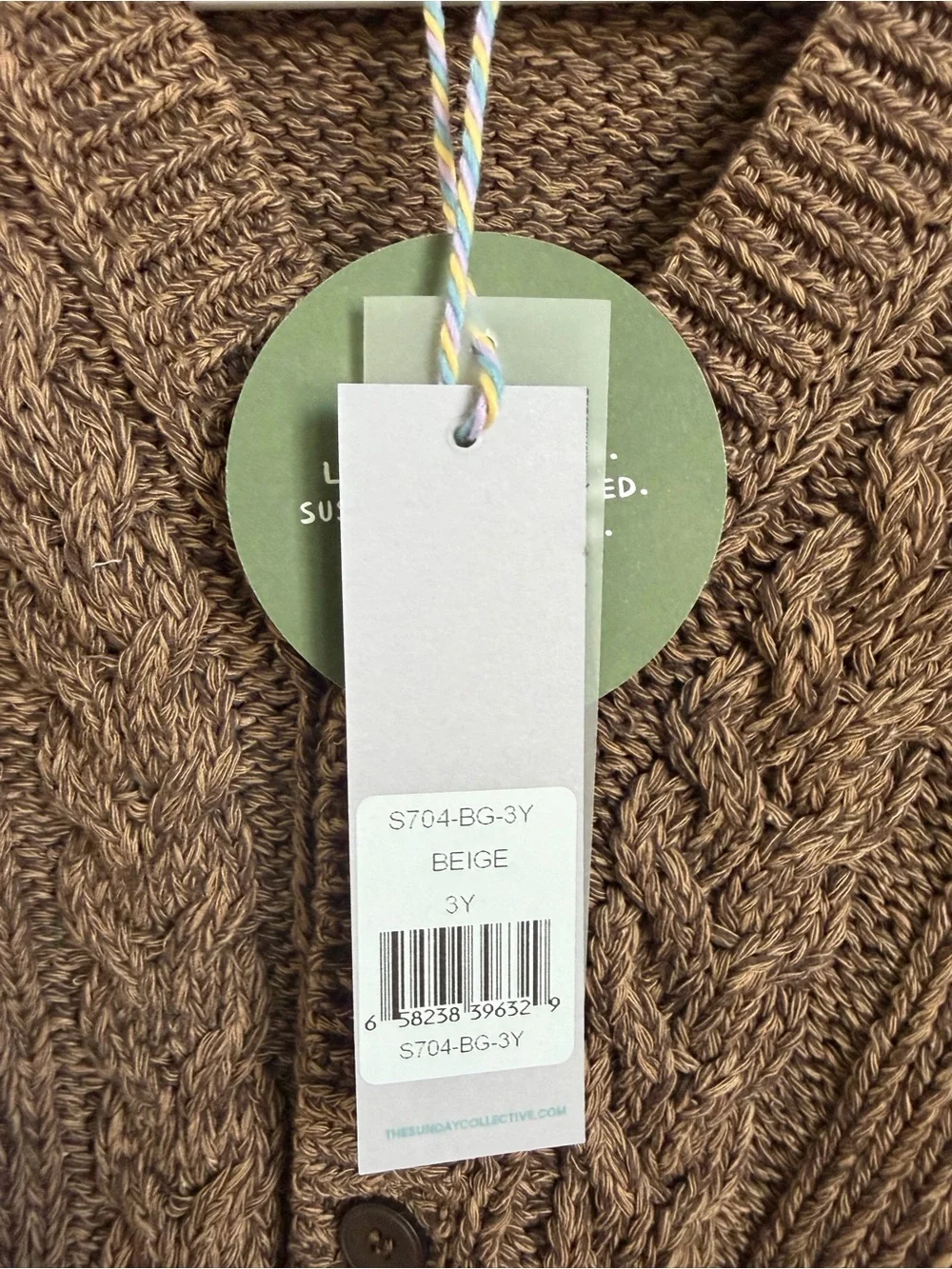 The Sunday Collective Beige Cable Knit Sweater Vest 3Y NWT Made In Spain